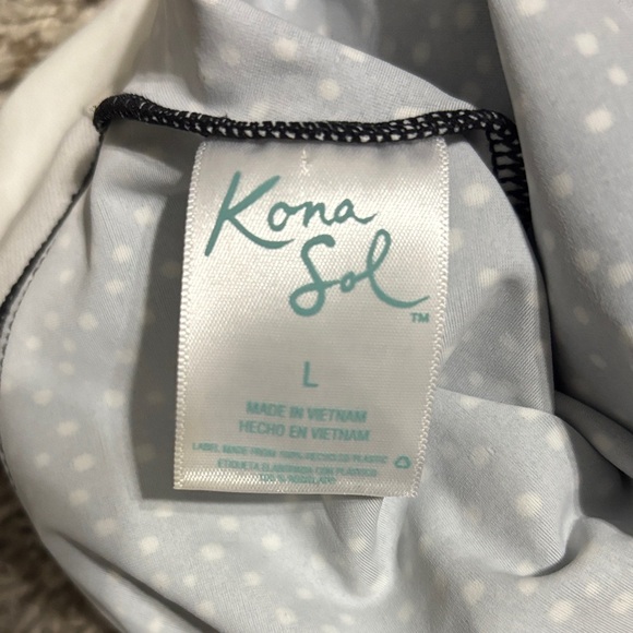 Kona Sol Black and White Polka Dot Swim Top - Picture 2 of 2